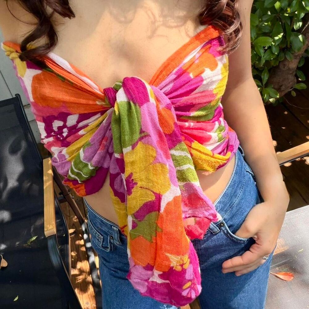 tropical floral print scarf